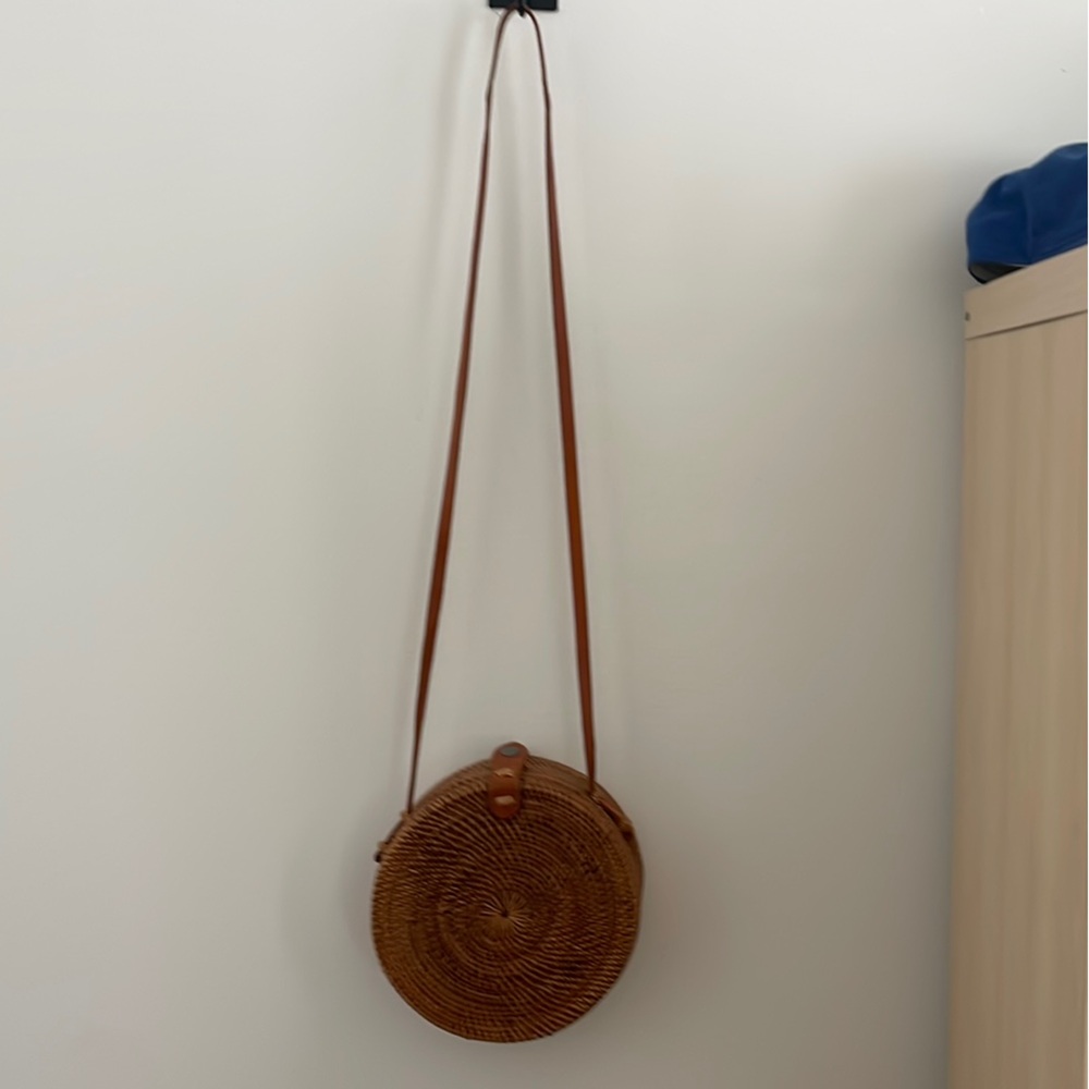 Round Woven Crossbody Bag